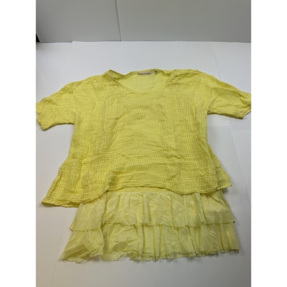 Soft Surroundings Top Shirt Women Large Yellow 2‎ Piece Cami Fish Net